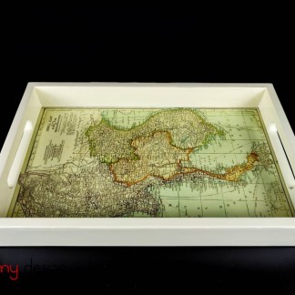 Rectangular lacquer tray with map image 19*30cm